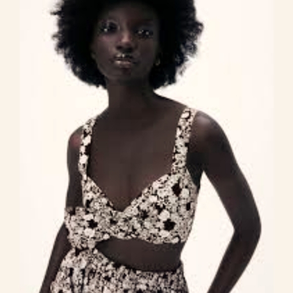 Zara  brown crop top with buckle nwt size L - Picture 2 of 9